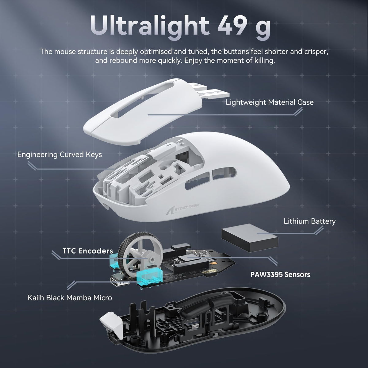 Attack Shark X3 lightweight mouse connected with USB-C cable