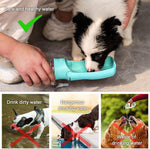 AIKIDS travel water bottle being used by a small dog outdoors