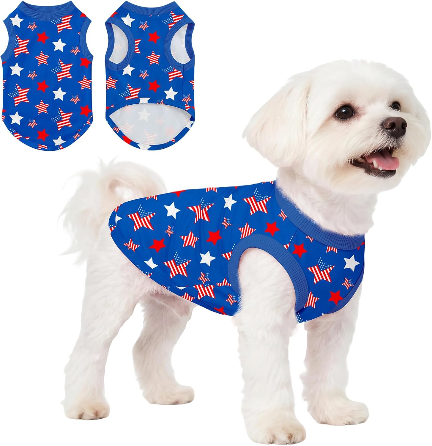 Om Enterprises patriotic dog shirt front view for small medium dogs