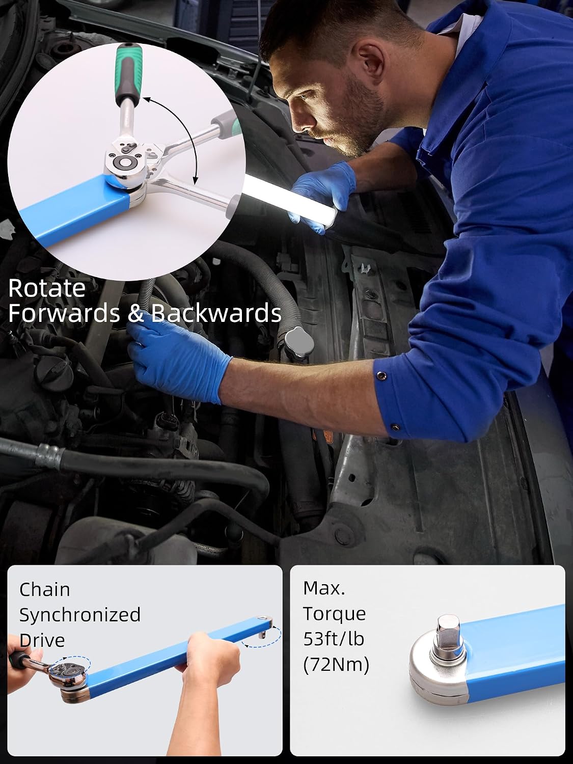 ZRD zero degree ratchet tool with drive adapters