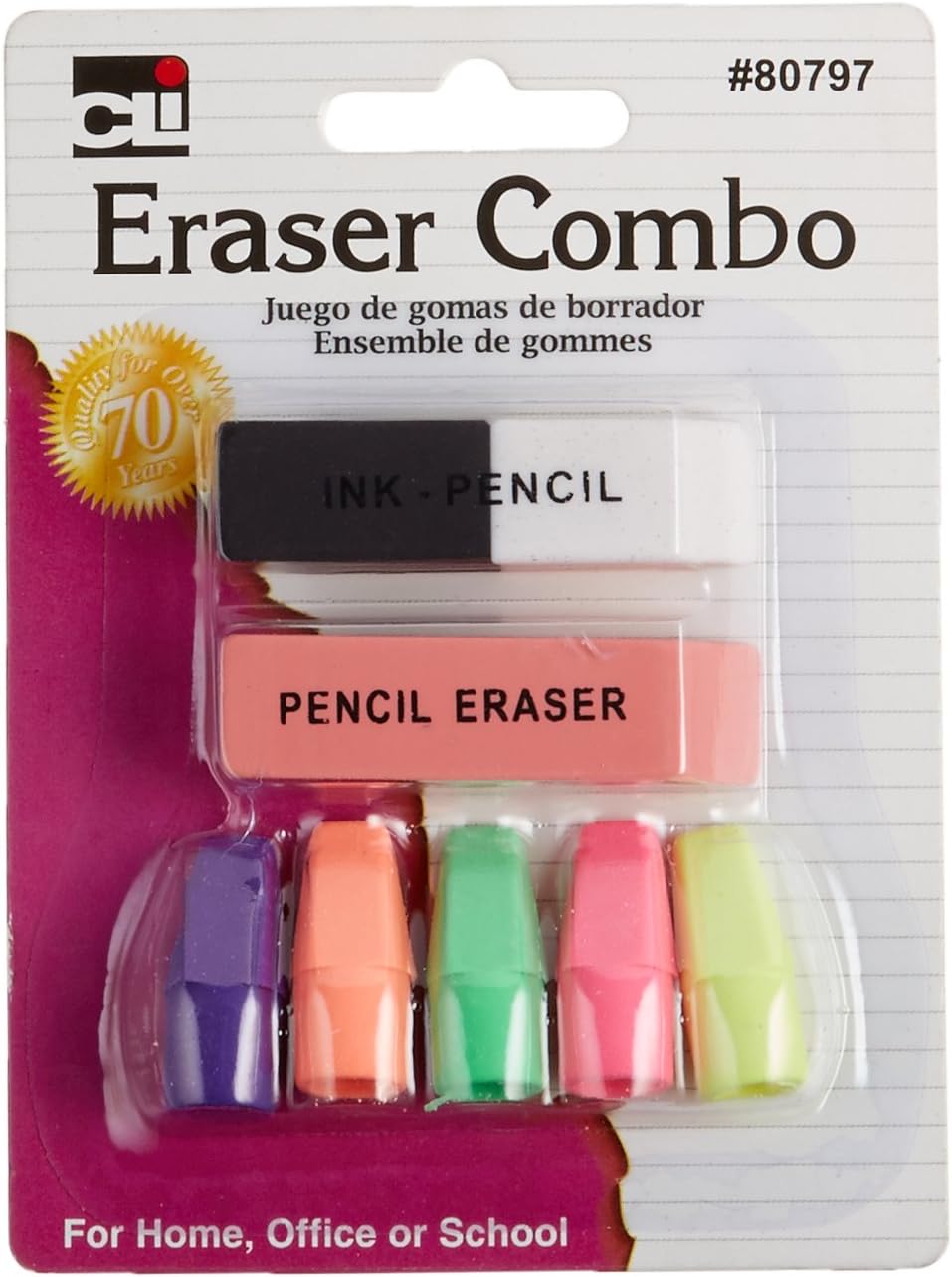 Charles Leonard pencil eraser combo pack front view stationery set
