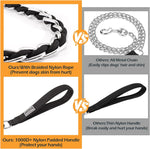 Black nylon padded comfortable handle on S-ETOVUS durable iron link pet training leash