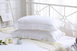 White Square Pillow Shams with 2 lays Lace and Ruffles Around Cotton Throw Pillow Covers 18"X18" 2pcs Shabby Chic - Image 15