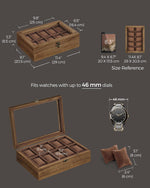 SONGMICS wooden watch box with glass lid top view