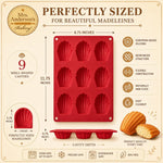 Red silicone 9-cup baking mold angle shot