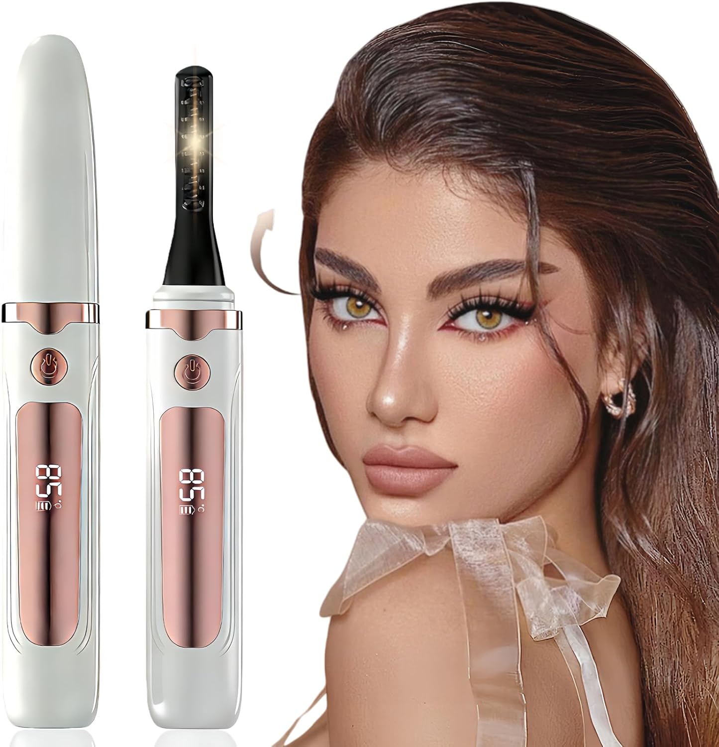 Acavado heated eyelash curler in snow white front view