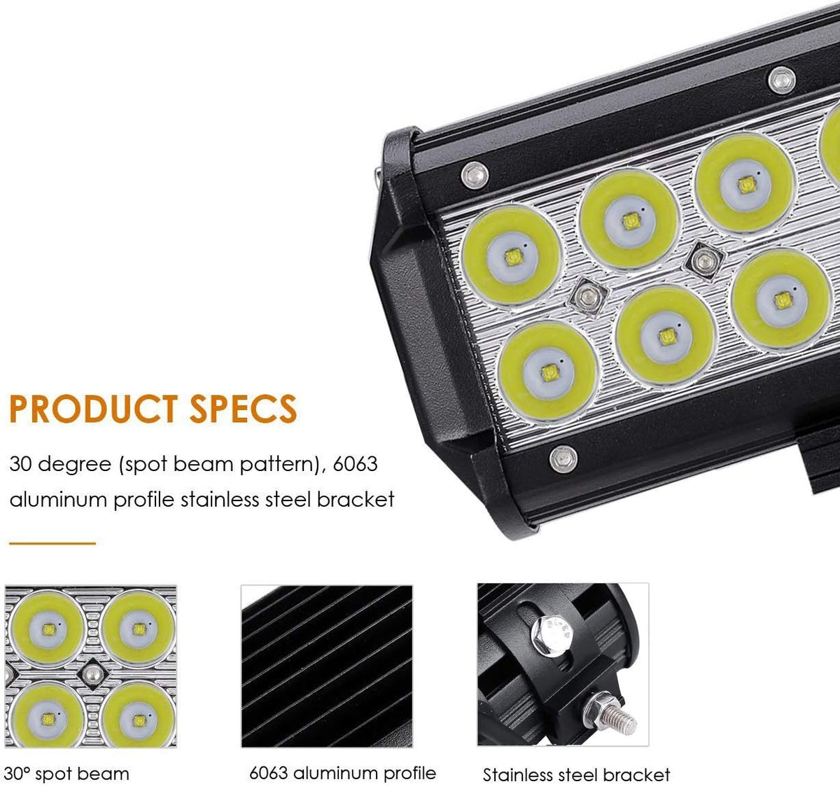 Auxbeam IP67 waterproof LED light pod showing aluminum housing