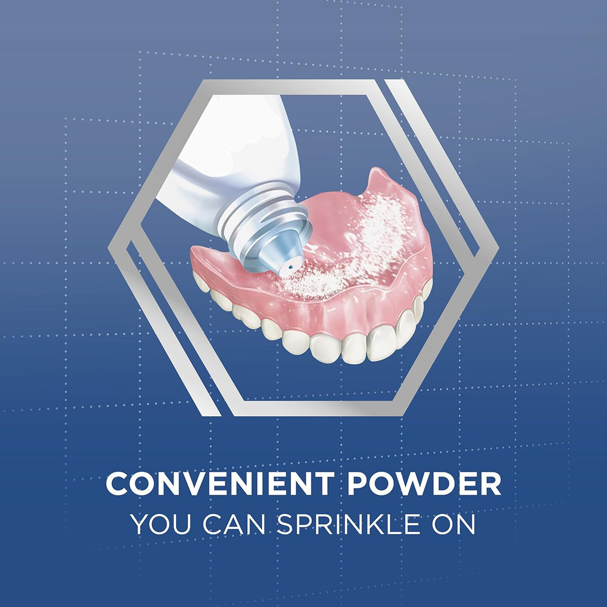 Poligrip denture adhesive powder packaging label