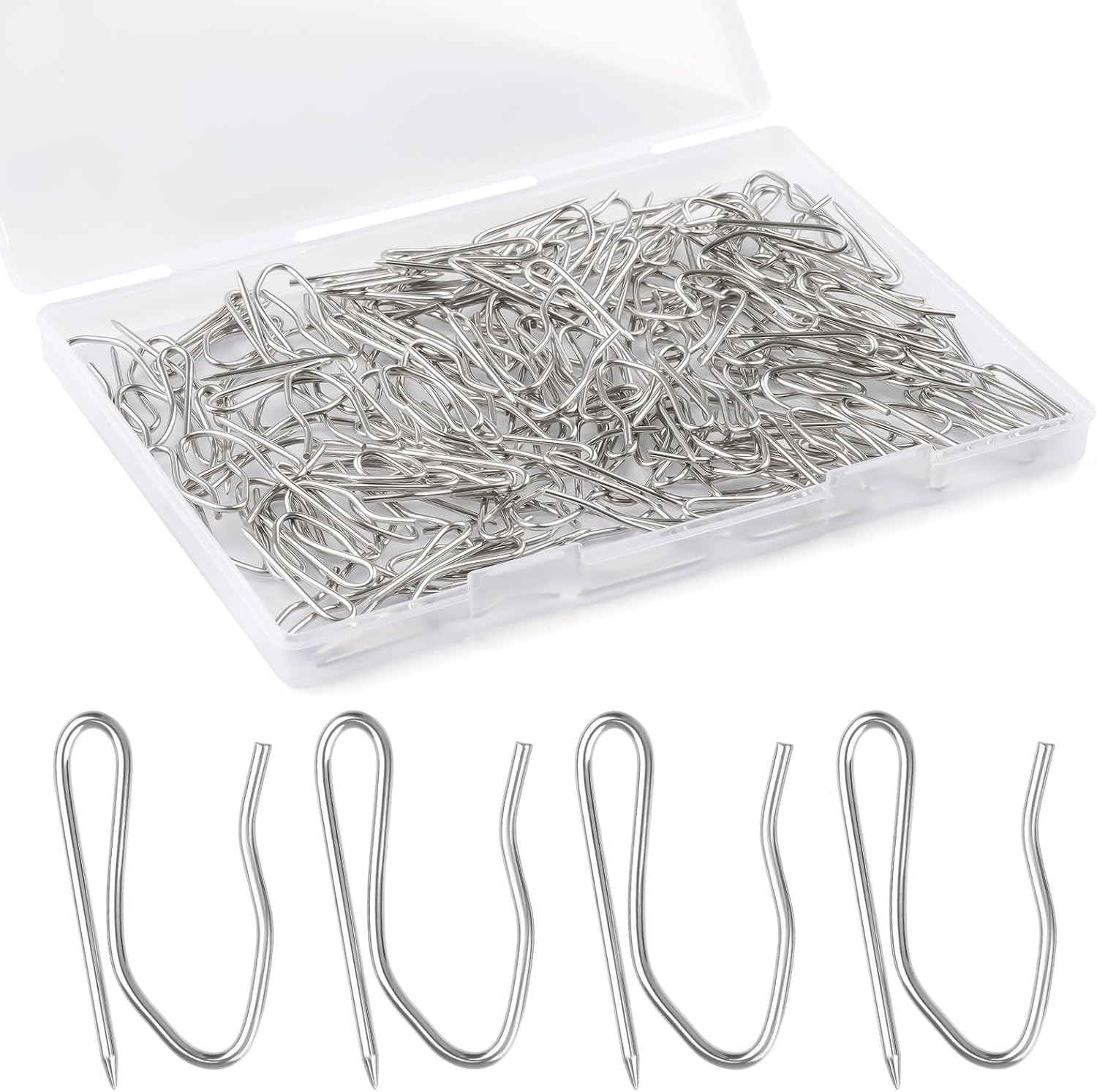Mowpog 140 pieces metal curtain hooks in storage box