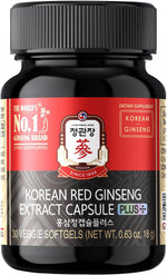 Jung Kwan Jang Korean Red Ginseng Extract Capsule Plus front view bottle for daily immunity.