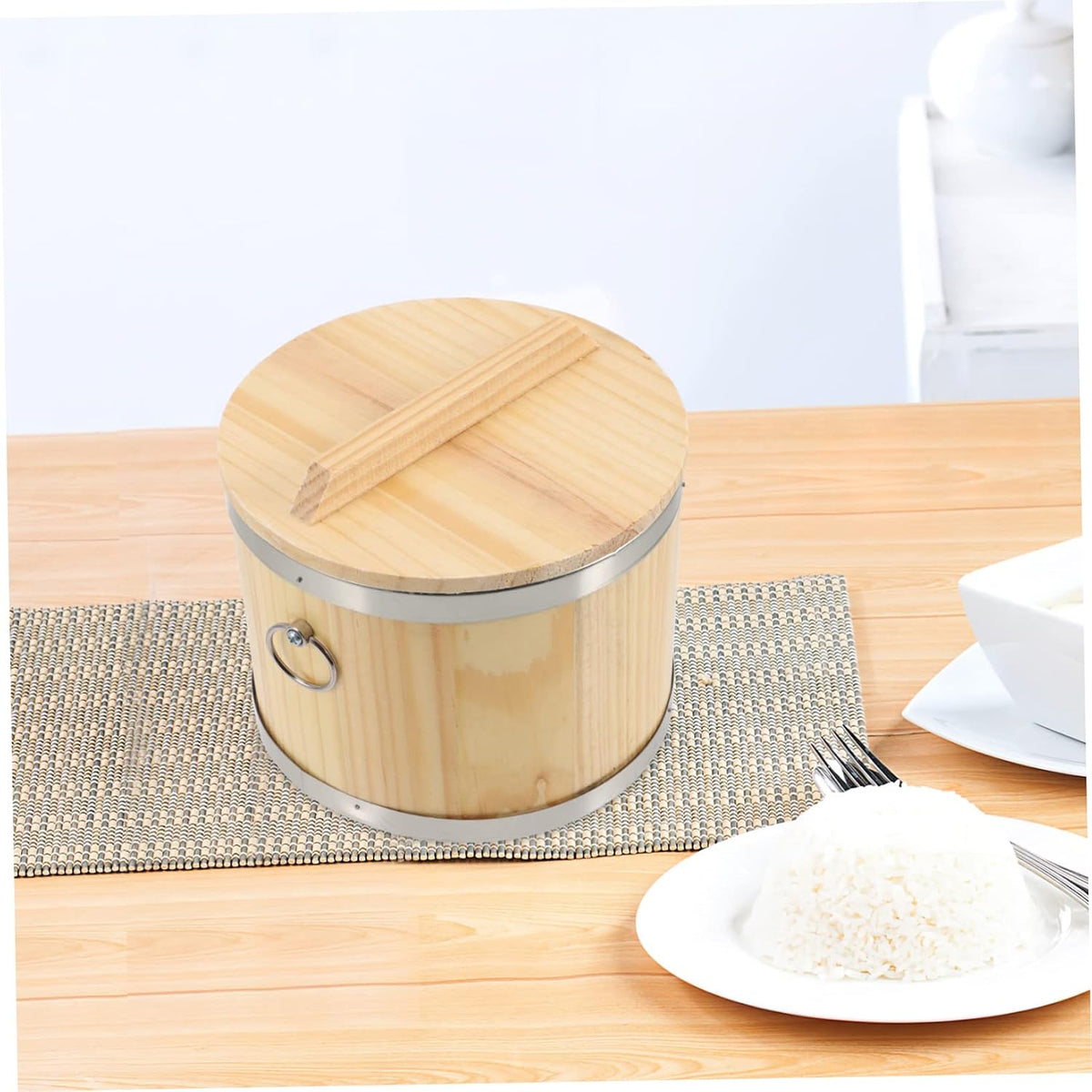 Cooked Rice Storage Bucket Sushi Mold Container Wooden Lid Rice Bucket for Kitchen Supplies - Image 9