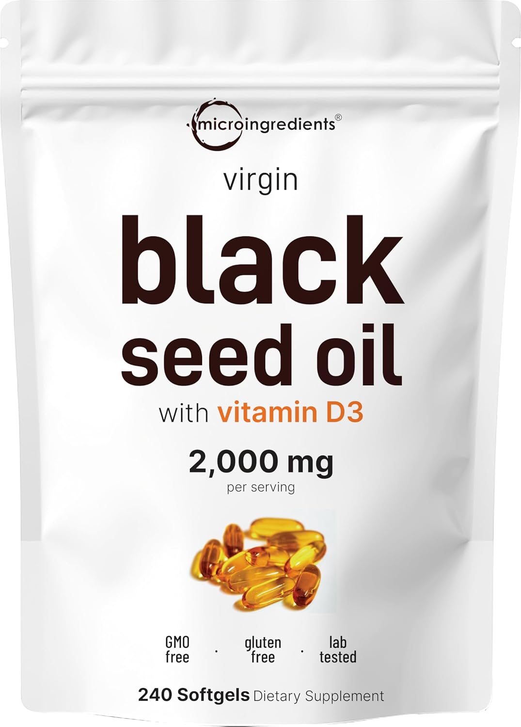 Micro Ingredients black seed oil supplement pouch front view packaging