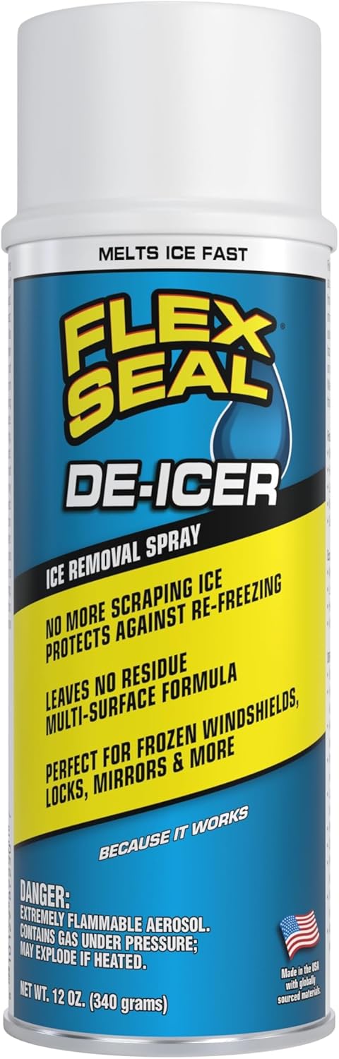Flex Seal De Icer multi surface formula twelve ounce front view spray can for car windows