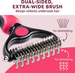 Pat Your Pet Deshedding Brush - Double-Sided Undercoat Rake for Dogs & Cats - Shedding Comb and Dematting Tool for Grooming, Extra Wide (Pink) - Image 3