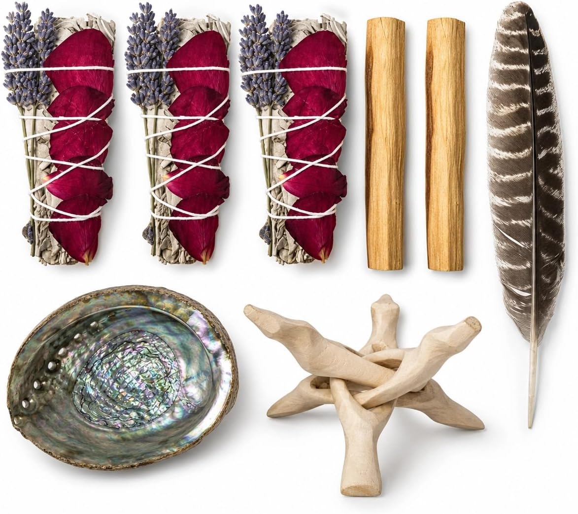 Smudge Sticks Sampler - 1 White Sage with Rose and Lavender, 1 Rosemary, 1 Cedar, 1 Sweetgrass White Sage and 1 Black Sage - Image 10