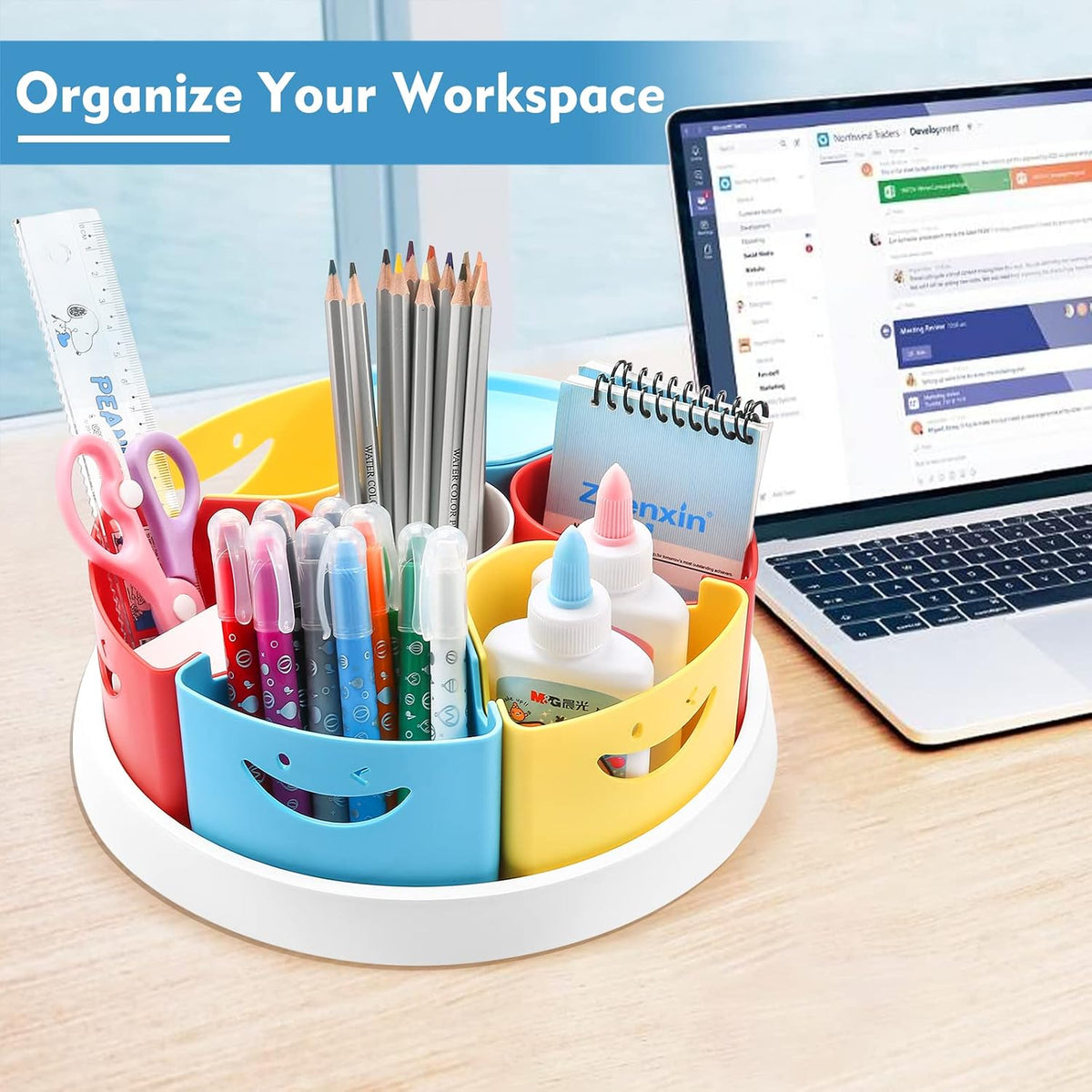 MeCids kids craft supplies storage unit filled with stationery items