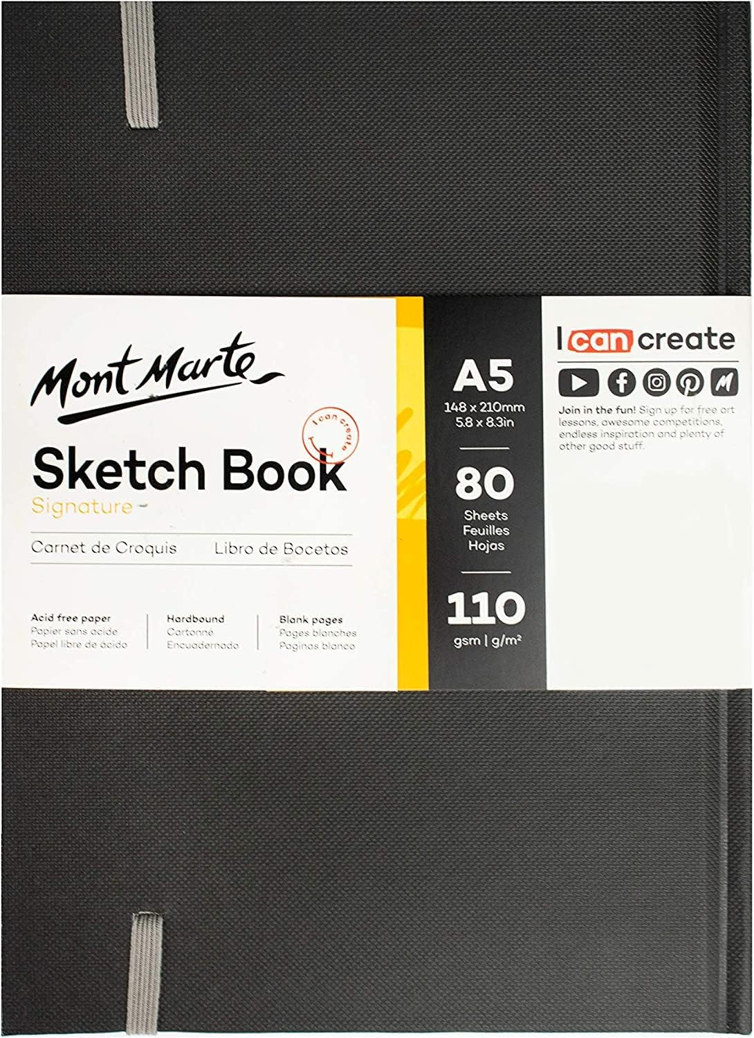 Mont Marte A5 art pad staged with sketching pencils