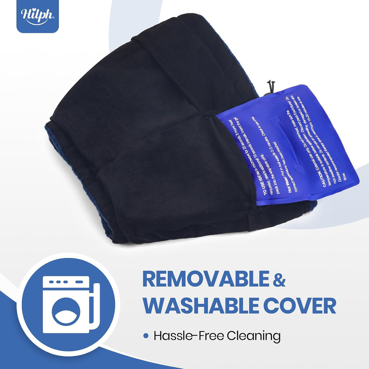 Side profile of the wearable migraine ice wrap fitted for 360-degree head coverage