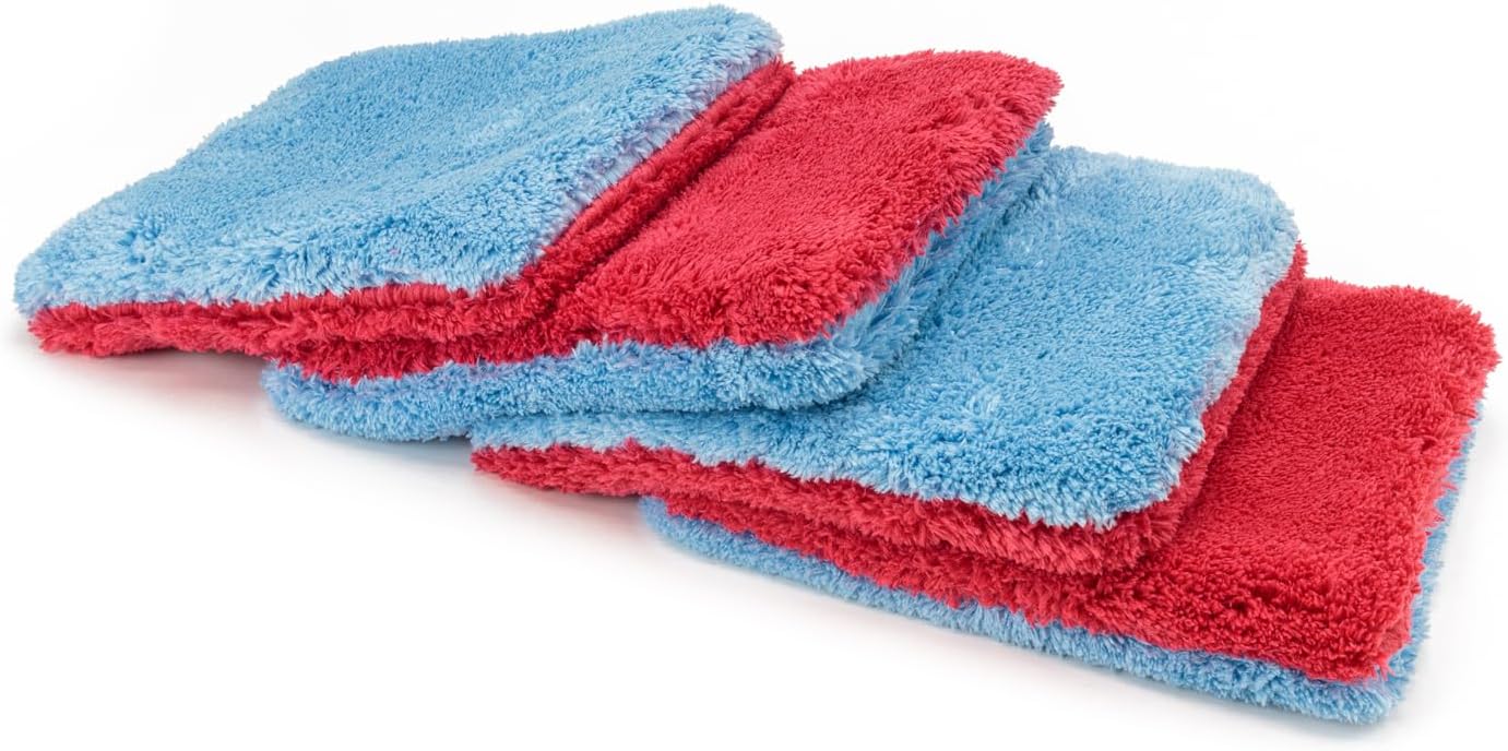 Autofiber Flat Out Microfiber Car Wash Pad premium four pack front view detailing accessories