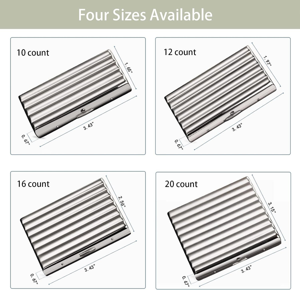 Stainless Steel Cigarette Box Case, Holds 10 Regular Size - Image 2