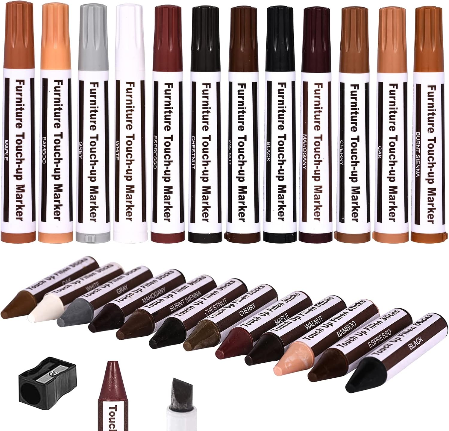 DAIXISM Furniture Repair Kit 25 piece set front view for wood scratch repair.
