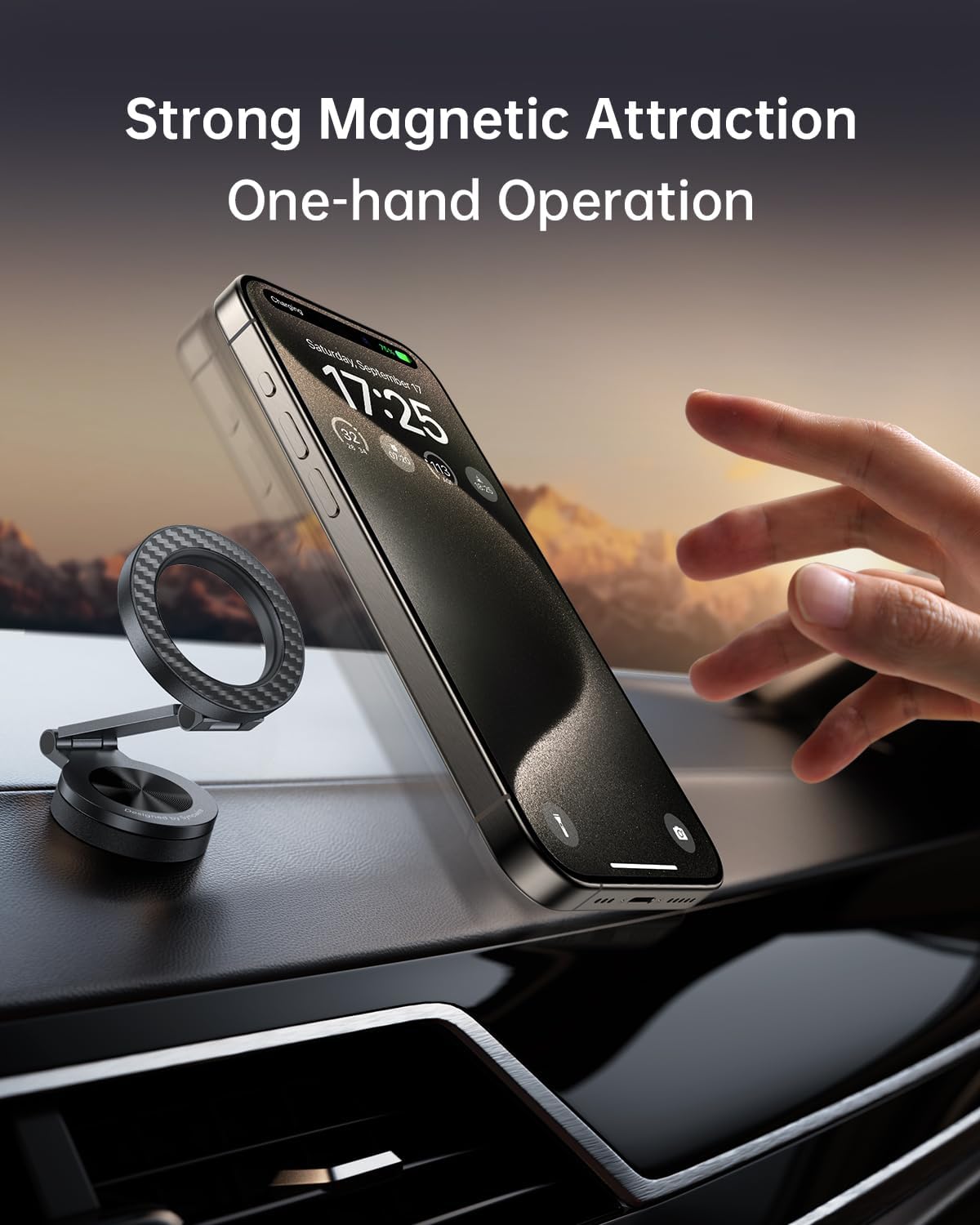 Syncwire magnetic mount holding an iPhone in portrait mode