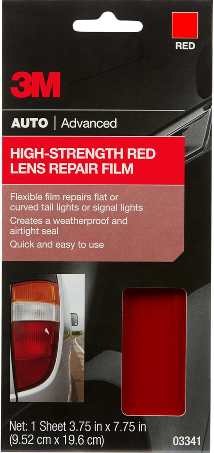 3M Auto High Strength Red Lens Repair Film front packaging view for automotive light fixes