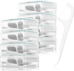 Meijer dental floss picks front view pack showing transparent travel cases containing white premium dental flossers.