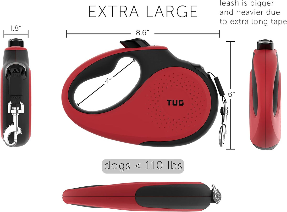 TUG 26 ft retractable leash thumb lock mechanism