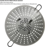 Side view of cozymomdeco silicone steamer showing pleated design