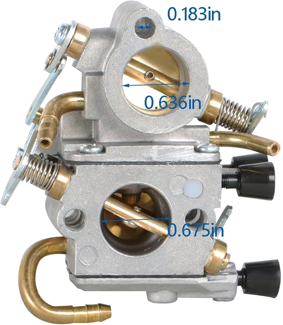 YSMN carburetor side angle showing metal body and mounting holes