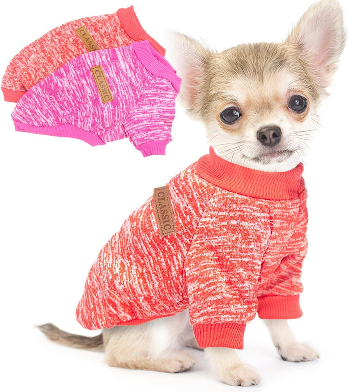 2 Pieces Dog Sweaters for Small Dogs Fall Dog Clothes Male Winter Fleece Pet Sweaters Warm Thick Puppy Outfit Small Dog Sweater for Boy Girl Dogs Teacup Dog, Yorkie, Chihuahua, Pug, XXS,Grey Navy - Image 14