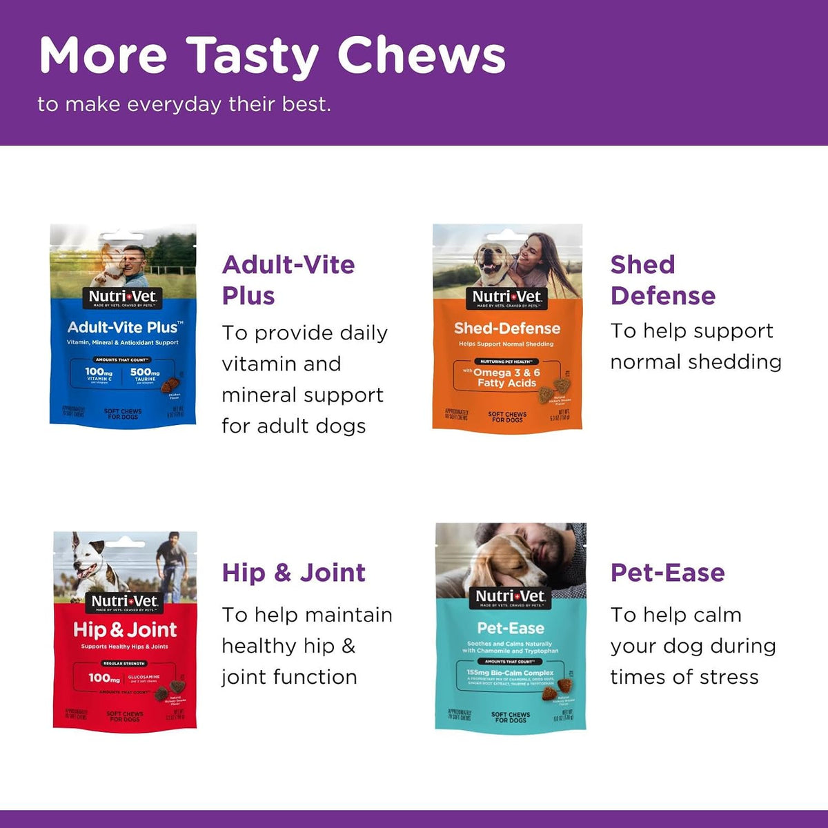 Nutri-Vet premium veterinarian formulated dog health supplement packaging details