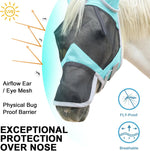 Close up of Gallopoff fly mask mesh and ear protection