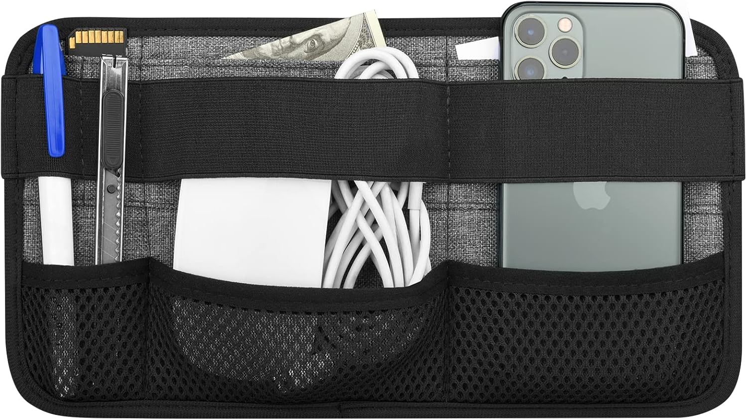 Homakover portable tech organizer front view in gray
