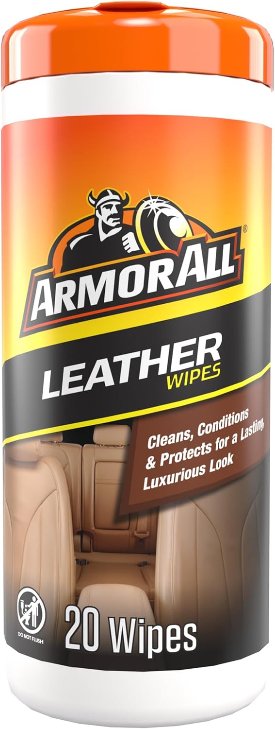 Armor All Interior Cleaner Car Leather Wipes 20 Count front view showcasing packaging