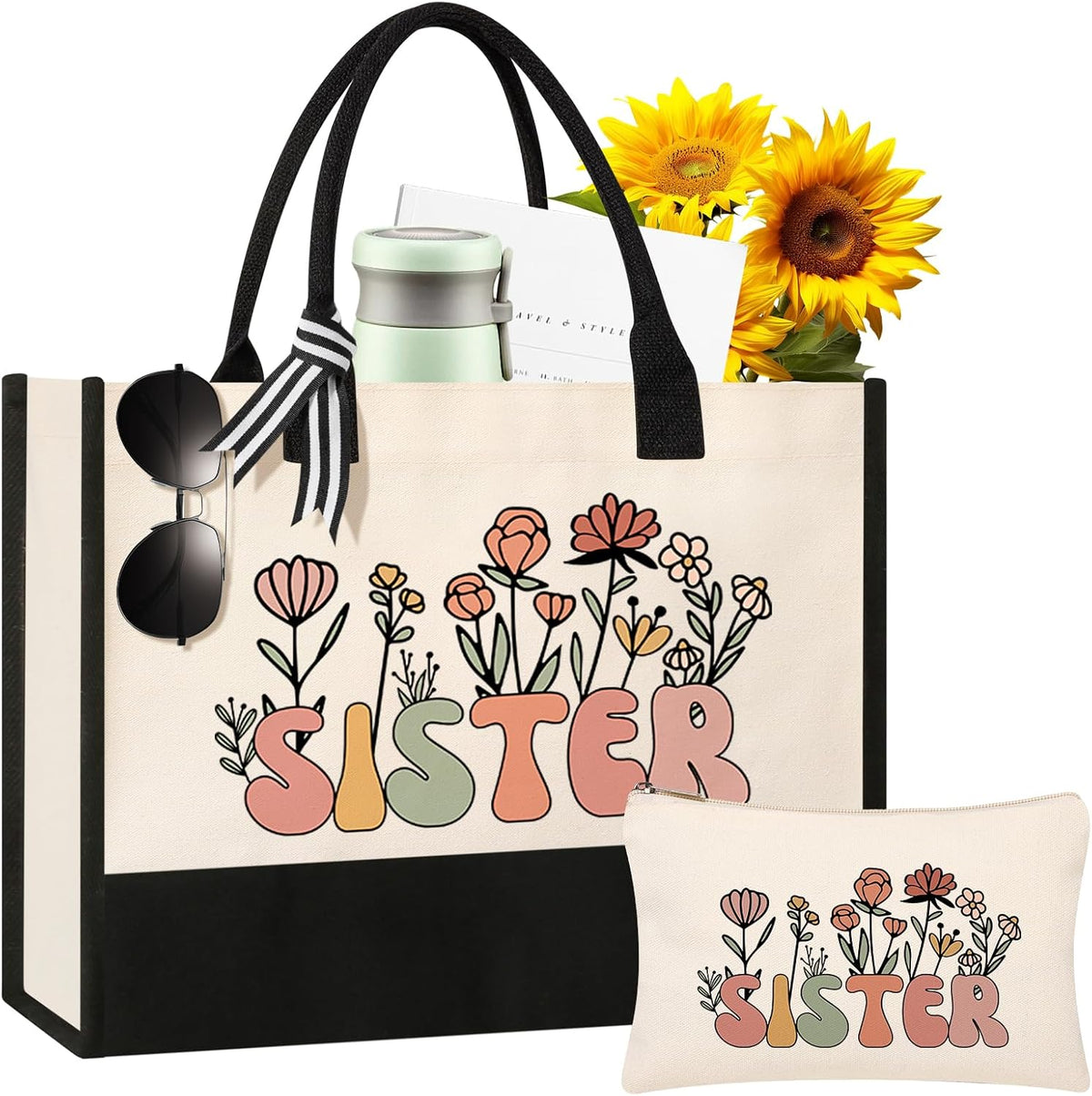 Canvas Tote Bag Makeup Bag for Women - Personalized Teacher Appreciation Gifts - Image 12