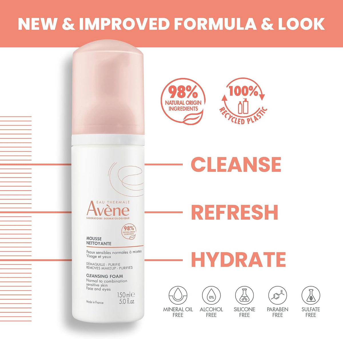 Avene Cleansing Foam soap-free formula packaging