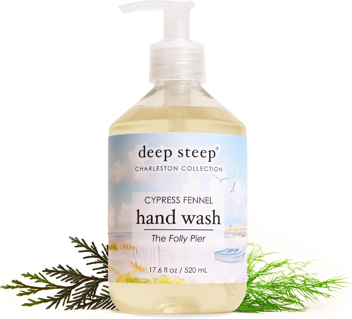 Deep Steep liquid hand wash front view bottle in Cypress Fennel scent