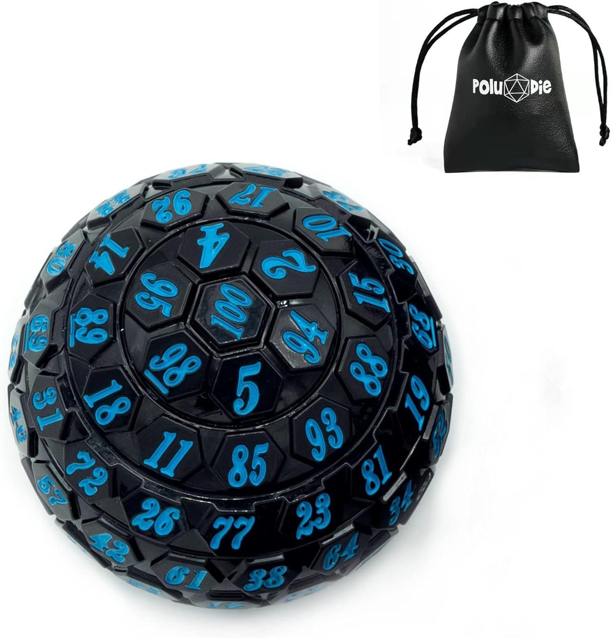 100 Sided Polyhedral Dice, Single D100 Game Dice, 100 Sided Cube with Black Pouch, D100 die 48 mm (Green with White Number) - Image 9