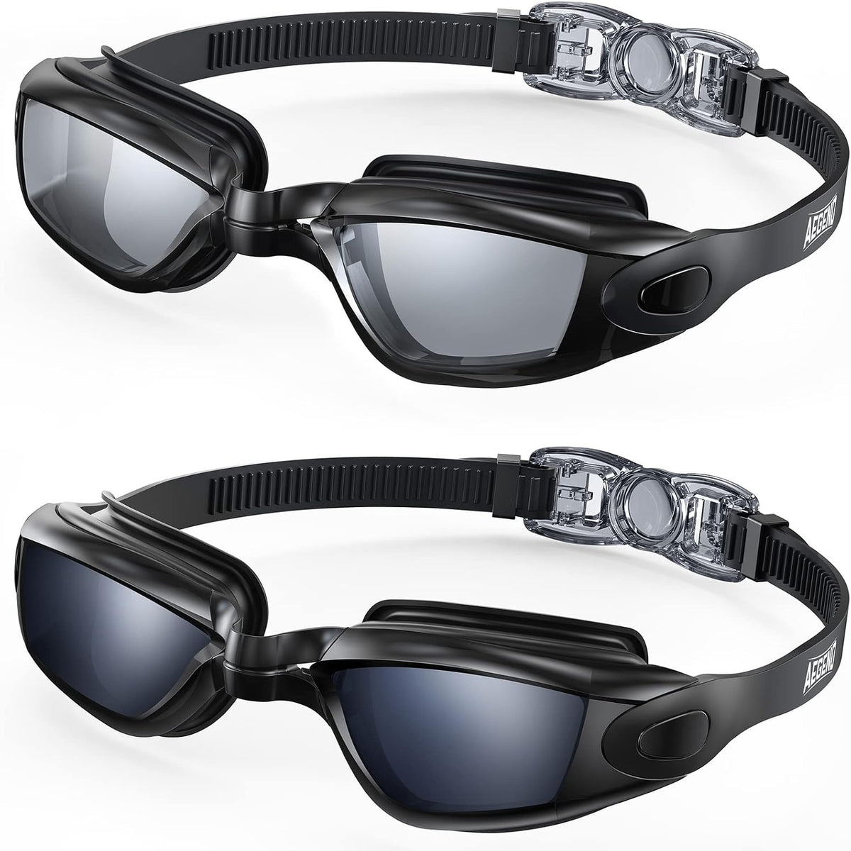 Aegend Swim Goggles 2 Pack for Adult Men Women No Leak with Storage Case | Anti-Fog UV Protection Mirrored Swim Glasses - Image 9