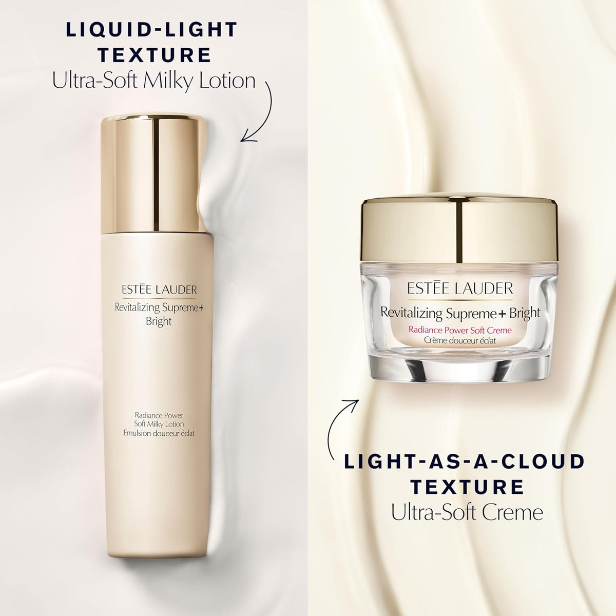 Estee Lauder Revitalizing Supreme plus Bright side profile view of refillable glass jar