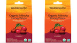 Certified USDA organic and Kosher seal on Wedderspoon lollipops packaging.