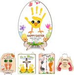 Wonderjune Baby First Easter Chicken Egg Handprint Sign front view displaying the oval wooden plaque shape.