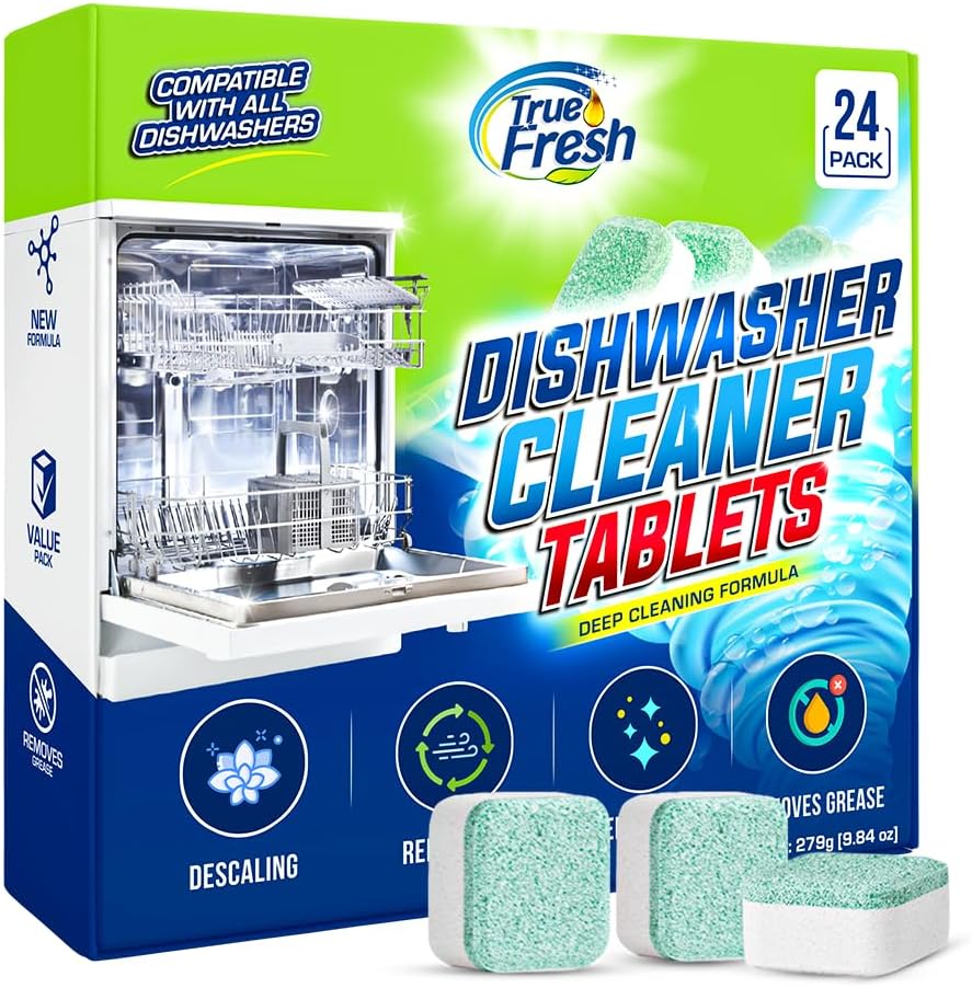 True Fresh Dishwasher Cleaner and Deodorizer Tablets 24 Pack front view