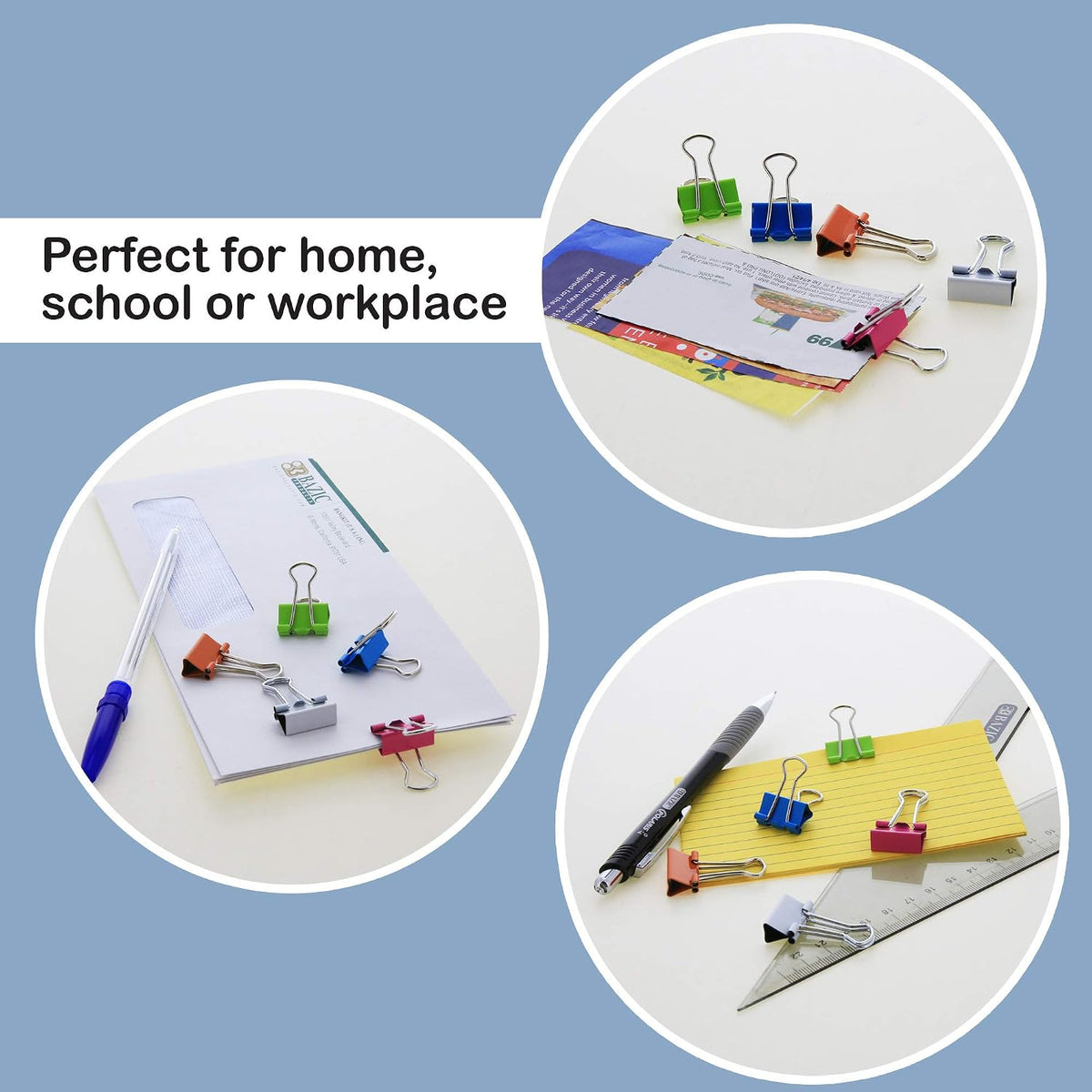 Bazic 19mm binder clip triangular design closeup