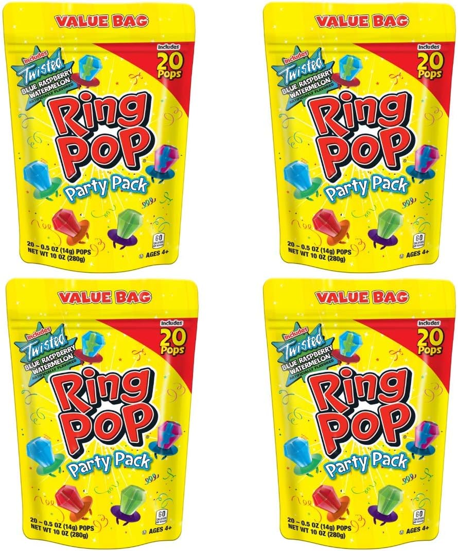 Ring Pop Lollipops - Bulk Candy Individually Wrapped Suckers Variety Party Pack- 20 Count w/Assorted Flavors - Hard Candy for Party Favors, Kids & Goodie Bag Stuffers 0.63 Pounds - Image 10