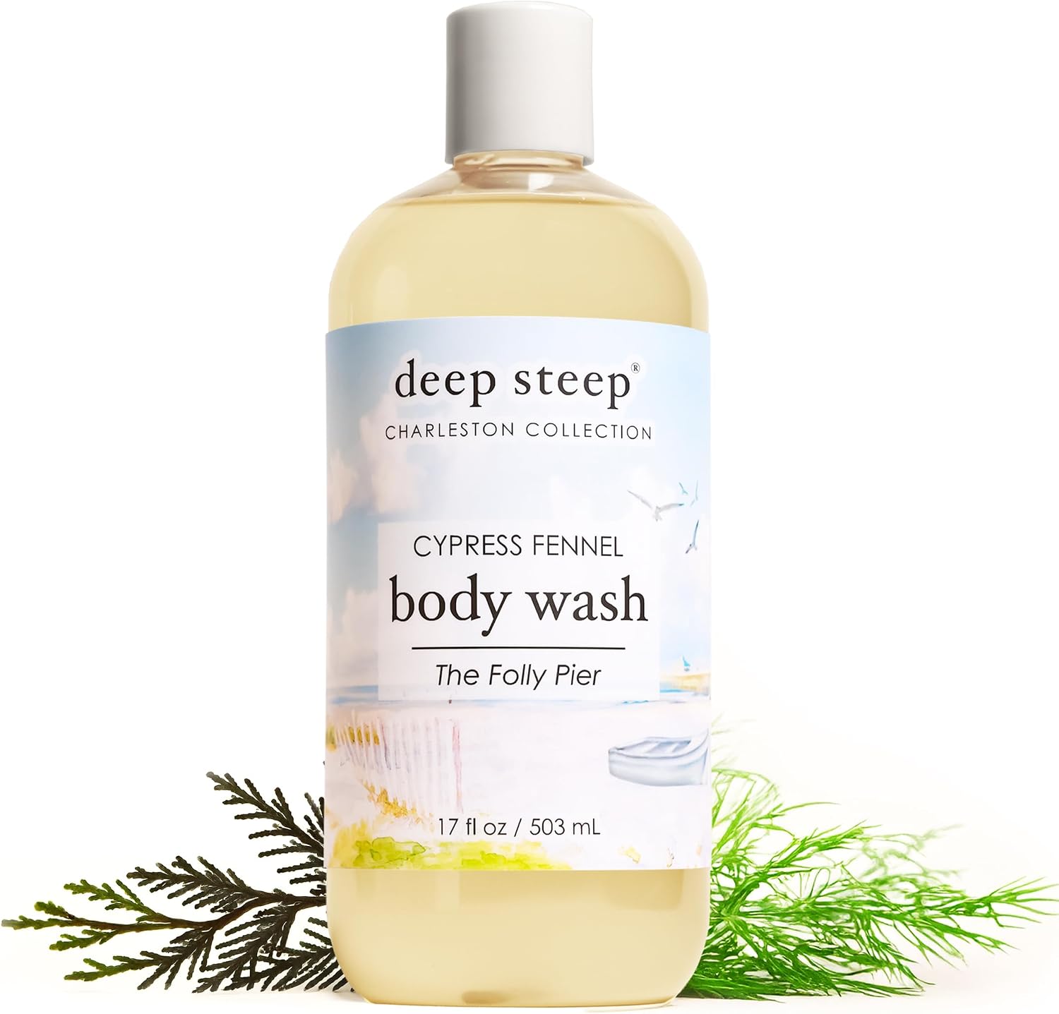 Deep Steep Cypress Fennel Body Wash front view bottle packaging