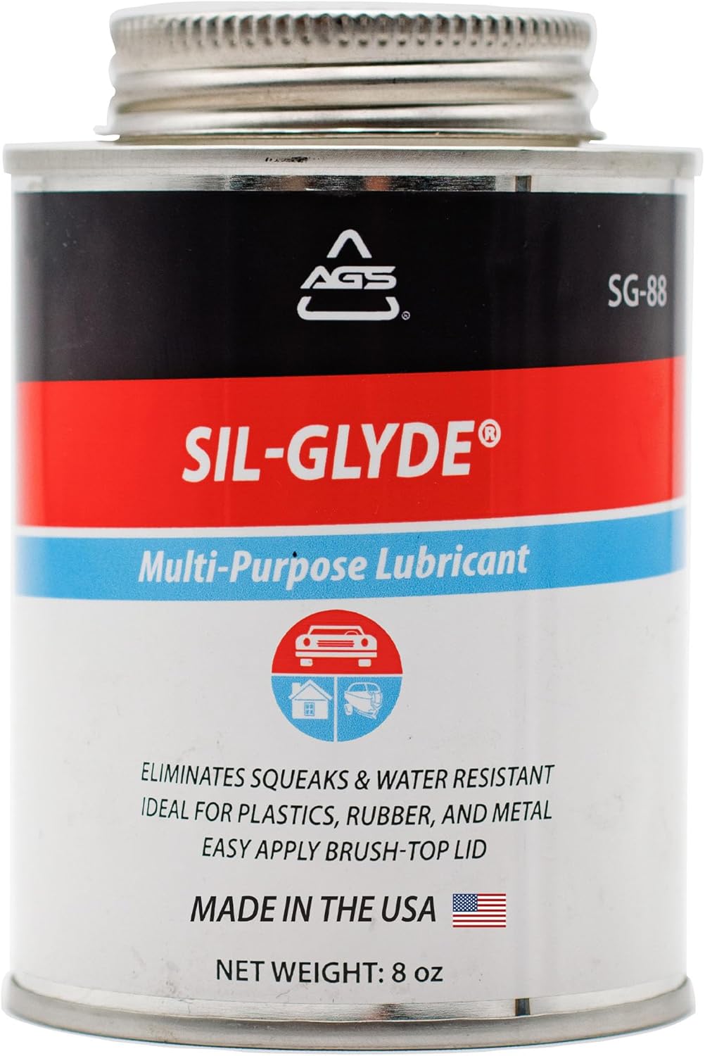 AGS Automotive Solutions SIL-Glyde multi-purpose lubricant brush top can front view