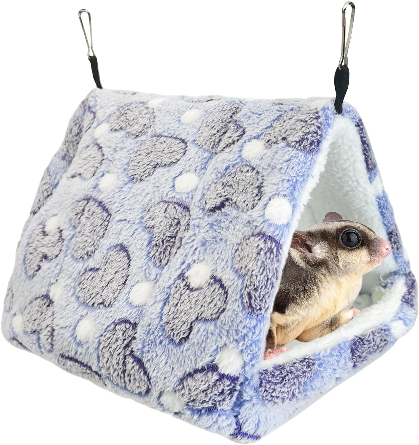 PINVNBY 3 Pack Rat Hammock Bed front view showing purple small animal cage accessories.